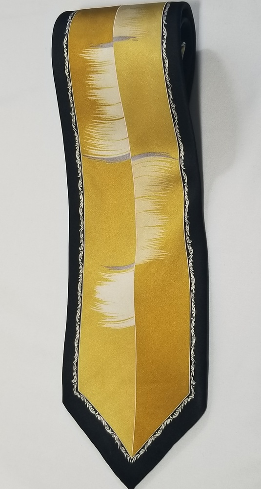 Karl Knox Men's Silk Tie Gold, White & Black